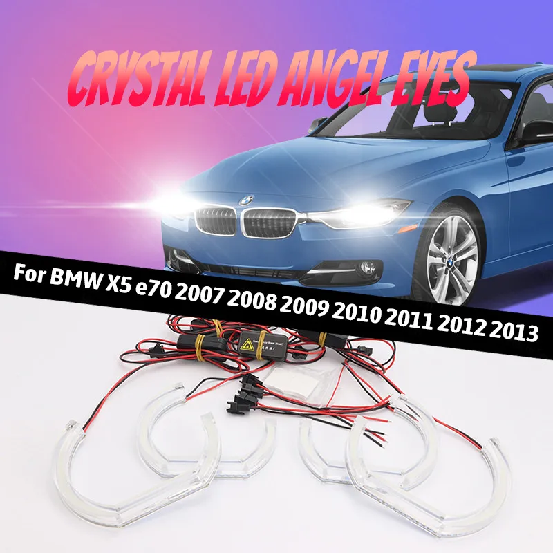

DRL White LED Angel Eyes Kit DTM U Shape Light Halo Ring for BMW X5 E70 2007 2008 2009 2010 2011 2012 2013 Crystal Angel Eyes