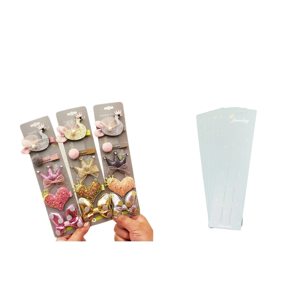 10pcs Romantic Hair Clips Hair Bow Jewelry Display Packaging Cards 24x6.5 cm