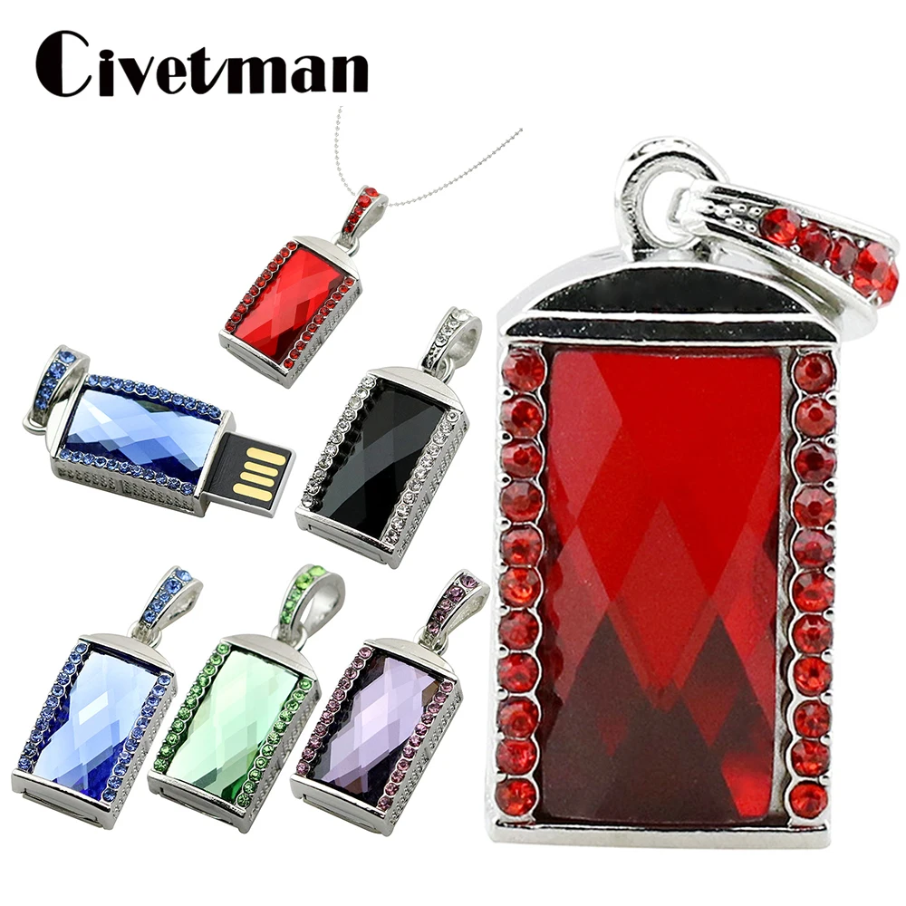 Цепочки и ожерелья флеш диск USB 2 0 128 Гб флэш накопитель 256 г флешки хрустальный