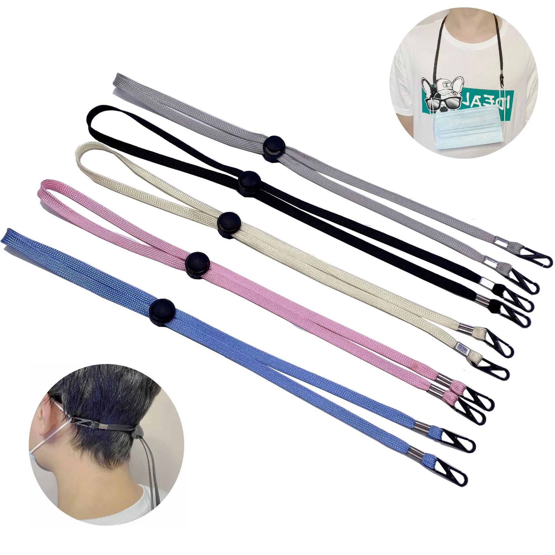 

Регулируемая веревочная маска на шнурке эластичная лента удобный держатель Веревка с крючками защита от потери ремешок для маски против падения