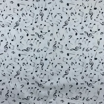 

Beautiful 100% Cotton Fabric White bottom Black Notes Pattern Digital Print Sewing Material DIY Home Patchwork Dress Clothing