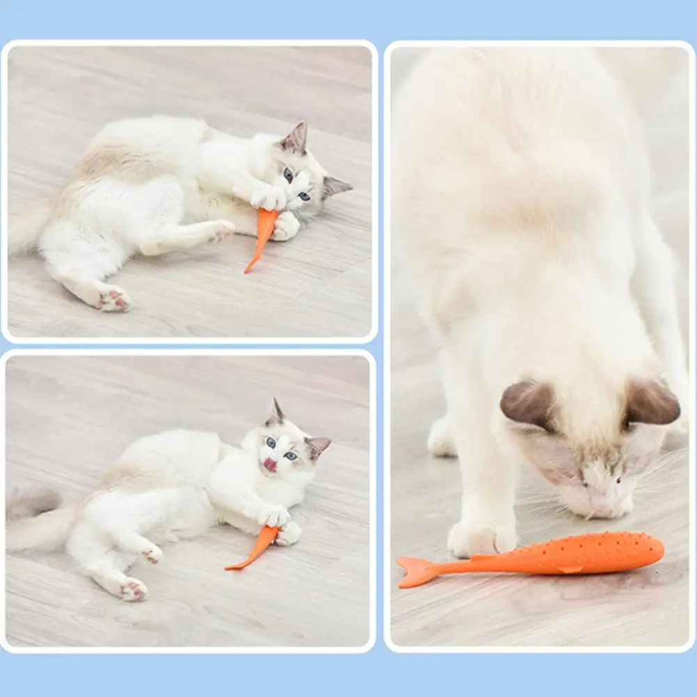 AUGKUN Интерактивная рыбья Форма Зубная щетка Catnip моделирование силиконовые чистки зубов жевательные игрушечные домашние питомцы для котенка кошки