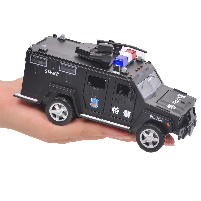 

Hot Sales bao si Lun Metal Car Police Car Explosion-Proof Armoured Car Sound And Light Warrior Car Model CHILDREN'S Toy 68025