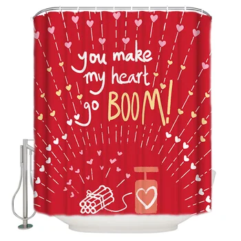 

Love Bomb Boom Shower Curtain Bathroom Curtain Polyester Fabric Bath Curtain Washable Home Bath Decor