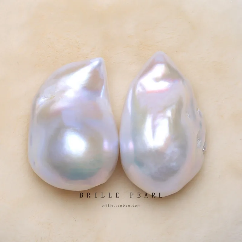 BaroqueOnly Natural BIG SIZE Freshwater Irregular Pair pearl beads Pearl stone High Quality For DIY earring Jewelry Making BZBF 4