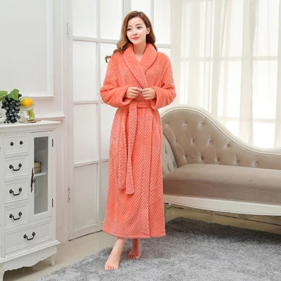 Женский длинный толстый теплый зимний супер банный халат, кимоно для влюбленных, мужской халат, халат для невесты, свадьбы, невесты - Цвет: Women Orange