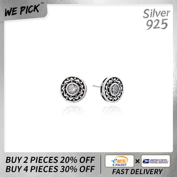 

2020 Vintage Earring Genuine 925 Sterling Silver Decorate Zircon Stud Earrings Lovers Pushback High Quality Trendy Jewelry Party