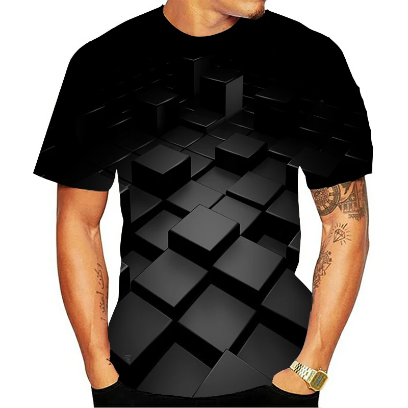 

2020 latest black three-dimensional swirl men's T-shirt 3D printing summer casual men O-neck everyday casual funny T-shirt
