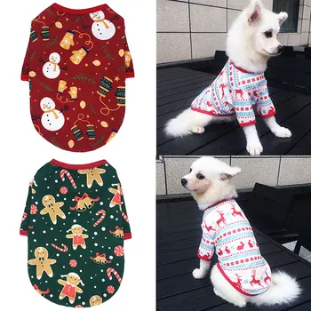 

2020 Fashion Christmas Pet Clothes for Small Dogs Vest Soft Cotton Dog Clothes T-shirt Breathable Cat Puppy Pet Clothing Outfit