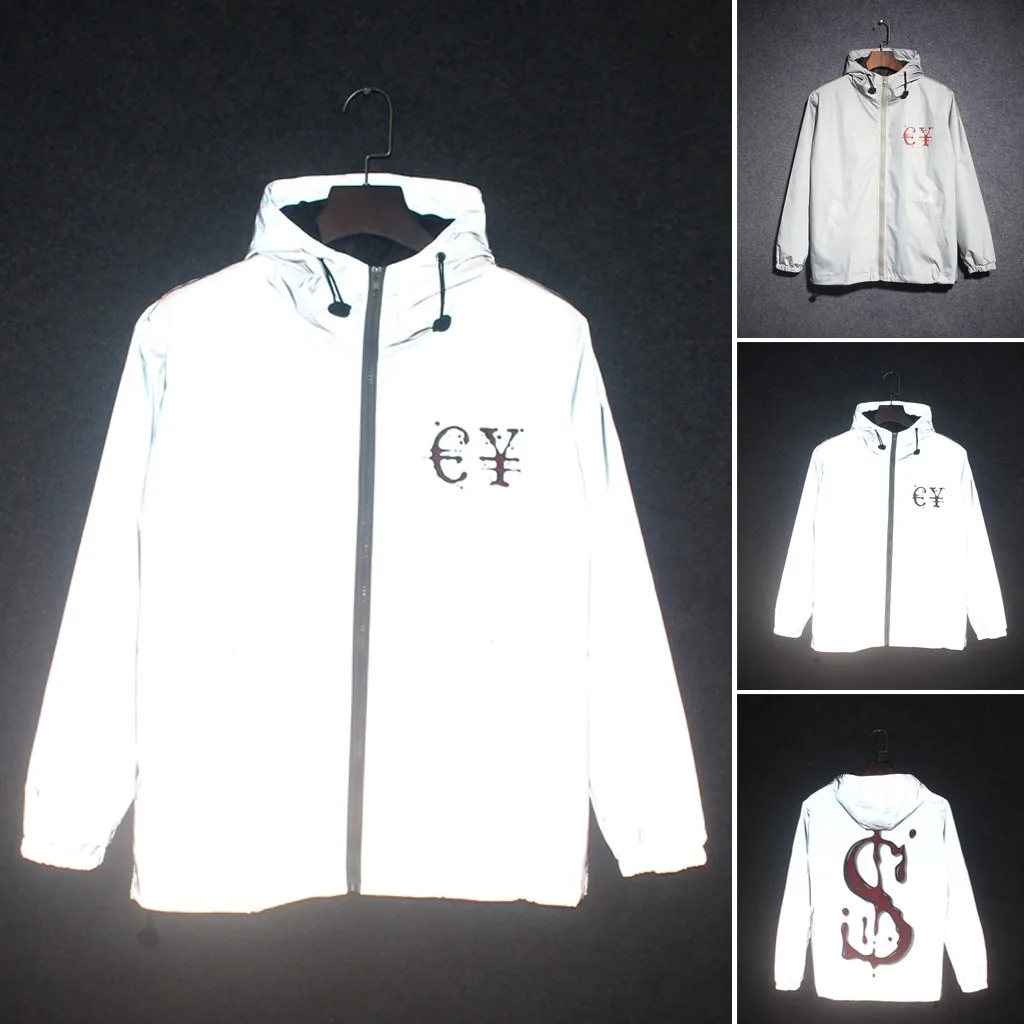 

Reflective Jacket Men/women Harajuku Windbreaker Jackets Hooded Streetwear Coatstranger things hoodies pokemon tactical pants