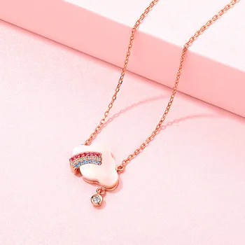 

S925 Sterling Silver Rainbow Auspicious Cloud Necklace