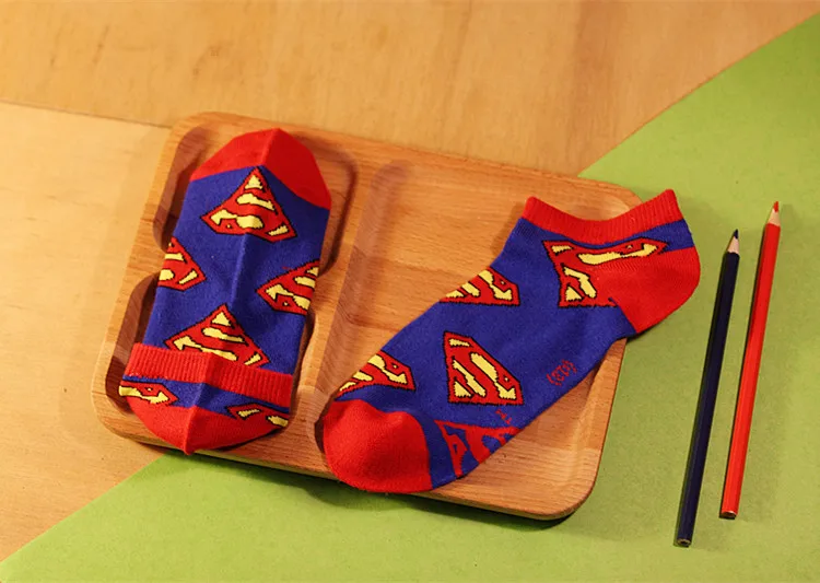 Fashion Unisex Avengers Socks Superman Flash Batman Wonder Woman Green Light Man Cotton Socks Fun Happy Ankle Socks