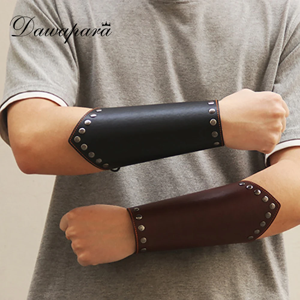 

Dawapara Men Genuine Leather Bracelets Bangles Viking Drawstring Open Cuff Bracelet Bracers Retro Steampunk Accessories
