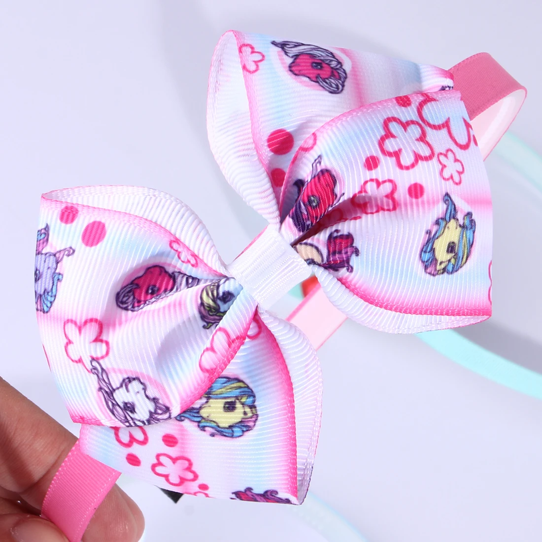 22pcs/set Children Unicorn Hair Bow Hairband Girls Birthday Gift Set Cartoon Printed Animal 3.5 Inch Bows Kids Headwear