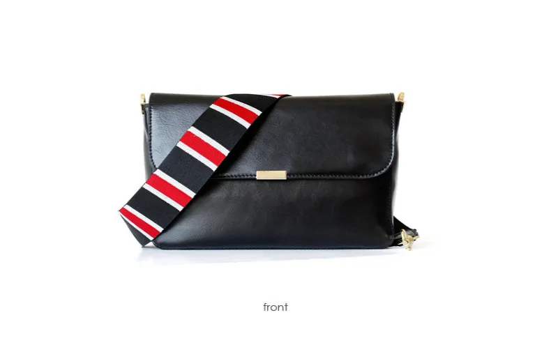 Женская сумка, кожаные сумки, индивидуальный широкий плечевой ремень, сплошной цвет, кожа, конверт, посылка, новинка - Цвет: black small