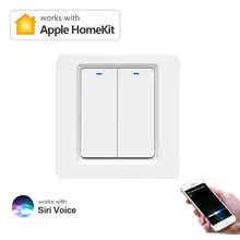 Interruptor interruptor inteligente wifi homekit botão de pressão 220v 110v 10a temporizador ajuste de controle remoto fio neutro é necessário