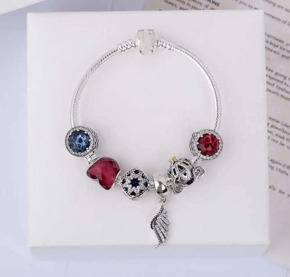 

Keris Store High Quality Original 1:1 100%925 Sterling Silver Angel Wing Colored Cat Eye Bracelet Free Shipping