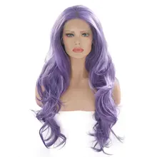 Bombshell Лаванда Фиолетовый естественная волна 13*3 дюймов синтетический парик на кружеве термостойкие волокна волос средний пробор для женщин парик