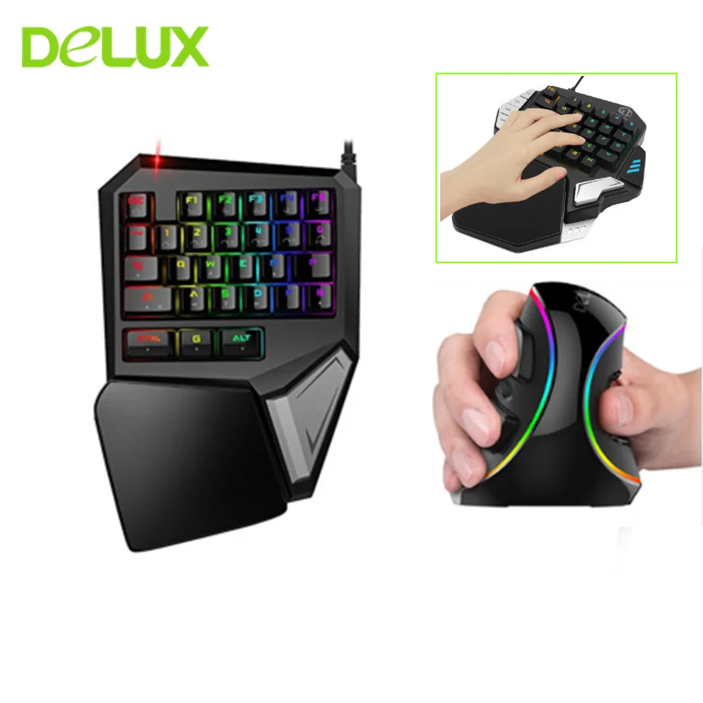 Delux T9 PLUS проводной набор с клавиатурой и мышью M618 RGB Игровые мыши механический usb-клавиатура Mause набор для ПК Одноручный геймпад геймер