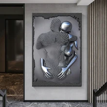 

Metal Figure Statue Art Canvas Painting Posters And Prints Modern 3D Sculpture Wall Pictures For Living Room Home Decoration