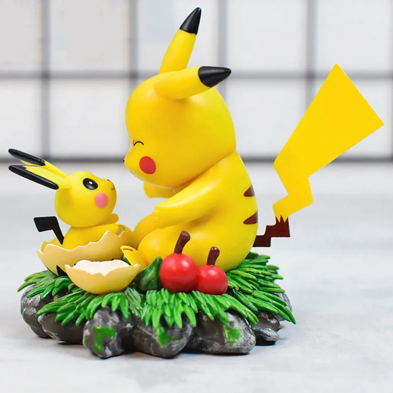 新しい漫画孵化卵 Pikachus Pvc アクションフィギュアモデルアニメ Pokemoned ピチューフィギュア人形玩具ギフト子供のための Null Aliexpress