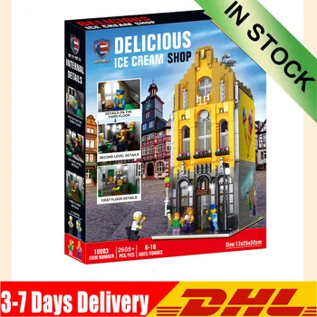 

IN Stock DHL 10003 2605pcs Advanced Model Street View Series Ice Cream Parlor Building Blocks Bricks Kids Toys Toys for Children
