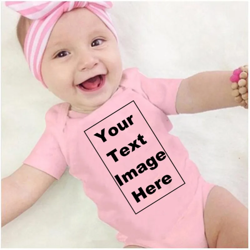 Custom Made YOUR TEXT HERE Baby Romper Newborn Baby Boy Girl 100% Cotton Short Sleeve Infant Baby Clothes 3