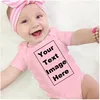 Custom Made YOUR TEXT HERE Baby Romper Newborn Baby Boy Girl 100% Cotton Short Sleeve Infant Baby Clothes 3