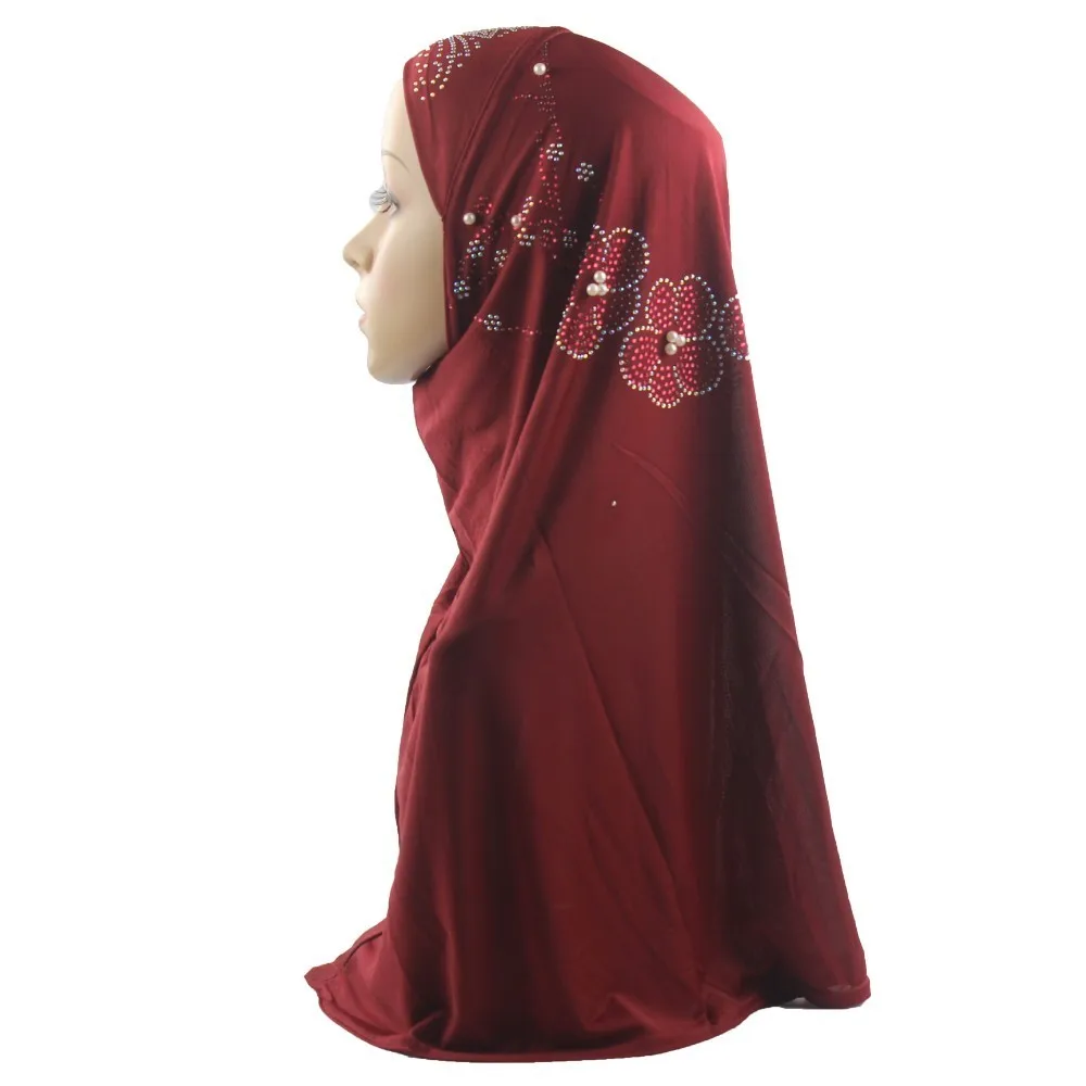 

10 Pieces Muslim Women Hijab Islamic Scarf Woman Amira Cap Full Cover Headwear with Flower Diamond Pattern Wholesale