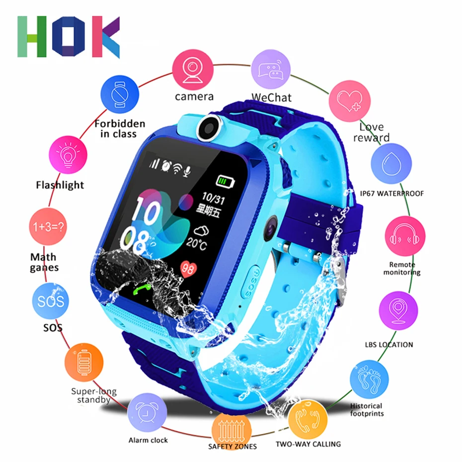 

Kid Smart Watch Waterproof LBS Location Children Smart Positioning Watch SOS Camera Touch Screen Voice Chat Sim Call For Baby