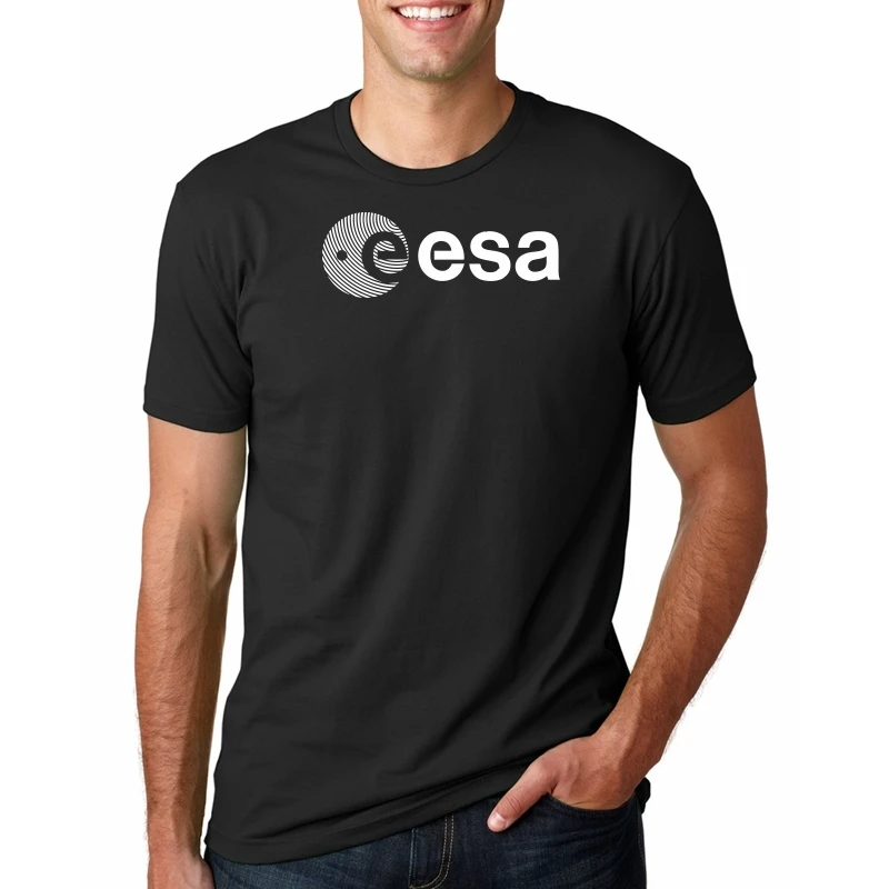 

Esa Europe European Space Agency Symbo Nerd Geek Mens White T-Shirt free Shipping Mens New Fashion Fashion T Shirts