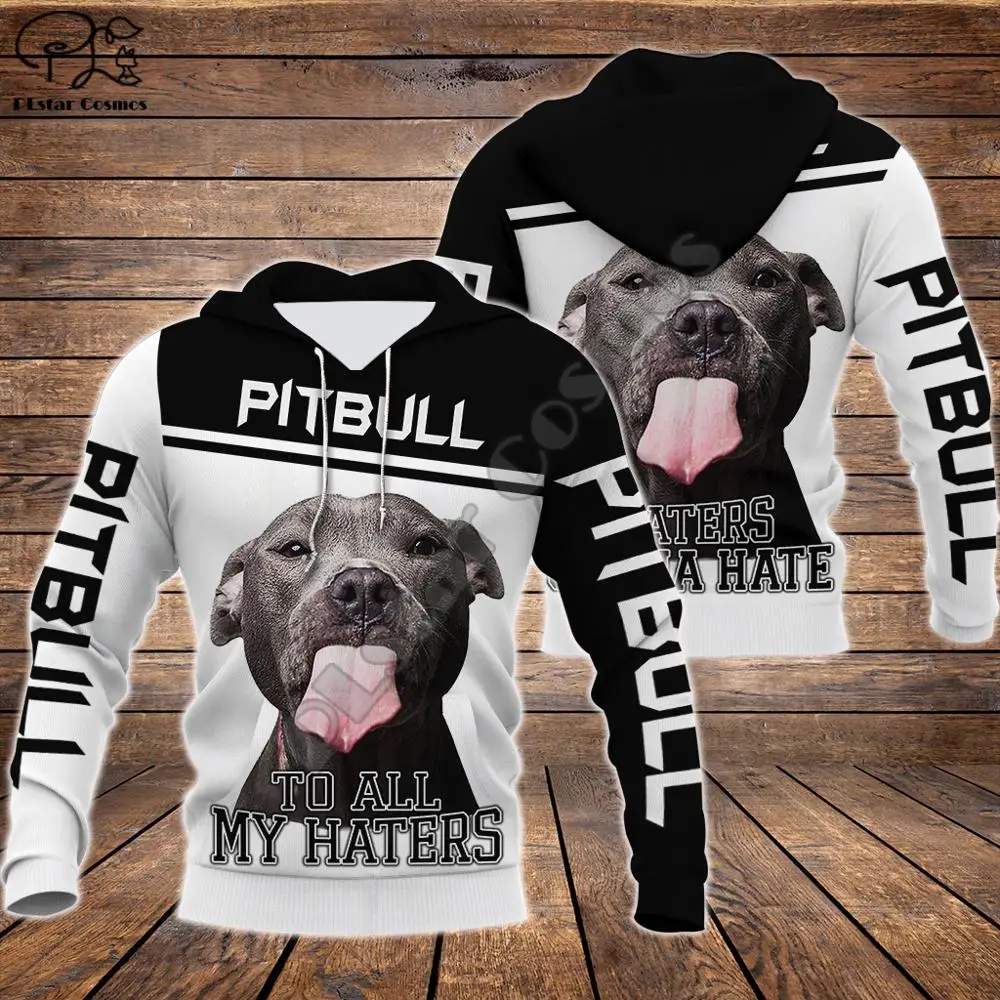  Men Unisex pitbull to haters limited 3d dog print zipped hoodie long sleeve Sweatshirts jacket pull