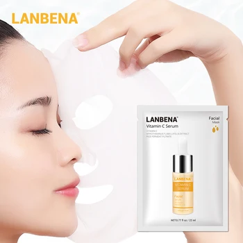 

LANBENA Vitamin C Face Mask Whitening Serum Anti Aging Fresh Fruit Extracts Face Care Brighten Sheet Mask Skin Care