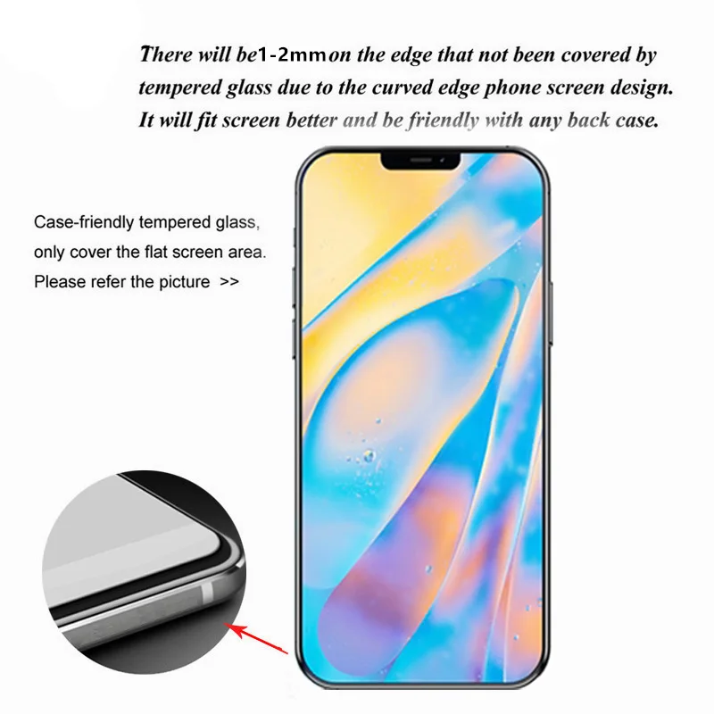 For iphone 12 pro Max Full coverage Tempered glass for iphone 12 mini 12pro max 12min screen protector glas phone12 pro max case