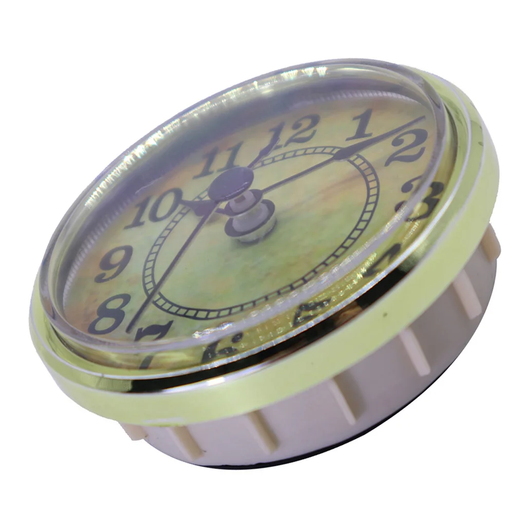 Clock Inserts, Round Clock Inserts Recessed Quartz Clockwork Table Clock Clock Movement Clock DIY (Diameter 70mm, Gold)