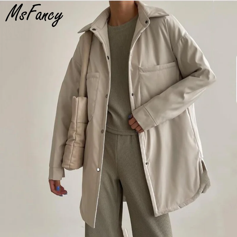 Женская Стеганая куртка Msfancy однобортная Свободная куртка-бомбер в Корейском