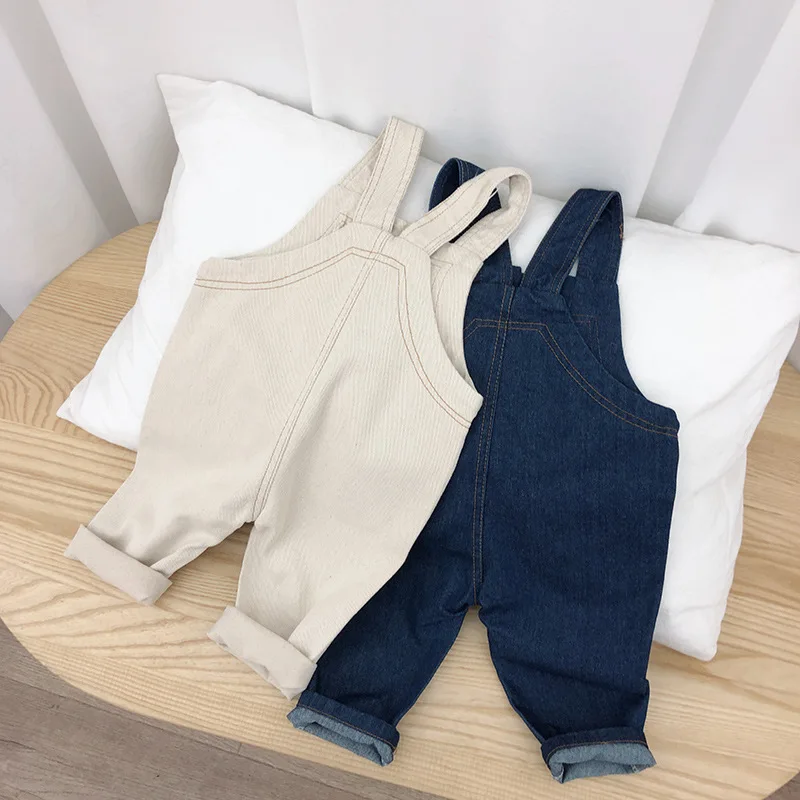 WLG/комбинезоны для мальчиков и девочек; детские джинсовые белые голубые пуговицы; комбинезон; детская повседневная одежда на весну-осень