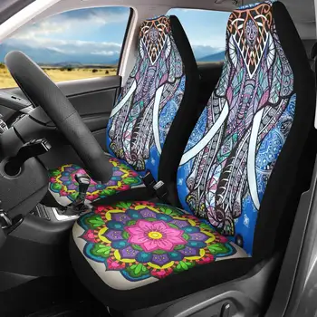 

HUGSIDEA New Universal Car Front Seat Cover 3D Boho Elephant Floral Patterns Washable Elastic Autos full Cushion Fit Most Cars