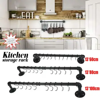 

3 Size Hanging Utensil Organizer Kitchen Bathroom Organizer Storage Space Iron Rack Wall Mounted Utensil Hanging Rack Organizer