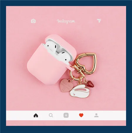 style 3 Сладкий розовый Силиконовый чехол для Apple Airpods милый корейский Кролик Декор Аксессуары Bluetooth наушники коробка для наушников крышка брелок - Цвет: style 3