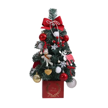 

Tabletop Christmas Tree with Multicolored Lights Holly Berries Pine Cones Star Tree Topper & Ornaments for Best Holiday
