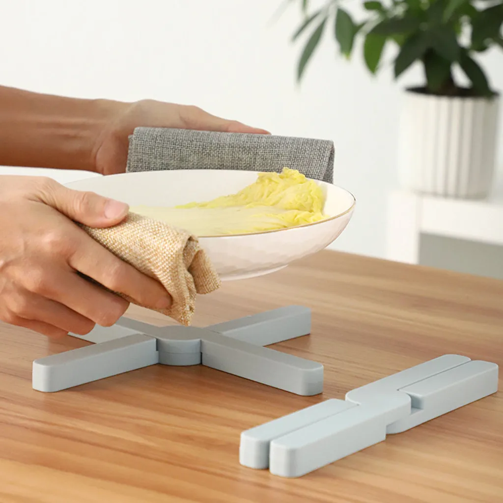 

Silicone Collapsable Trivet For Kitchen Non-slip Pot Holder Cross Hot Pads Mat Heat Resistant Drying Rack Insulation Kitchen HH4