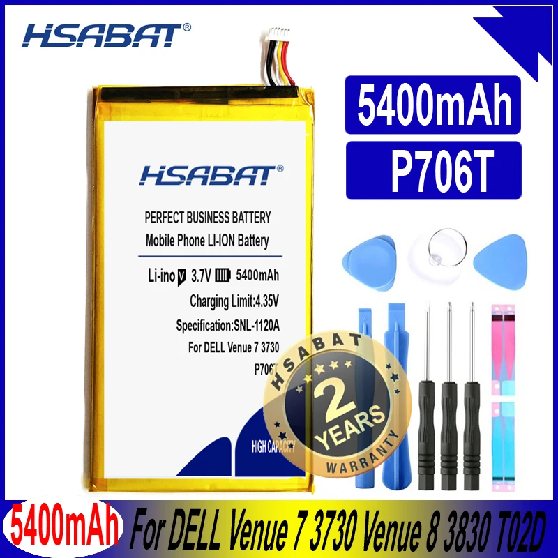 Аккумулятор HSABAT P706T 5400 мАч для DELL Venue 7 3730 8 3830 P708 T02D T01C T02D002 T02D001 0CJP38 02PDJW | Мобильные