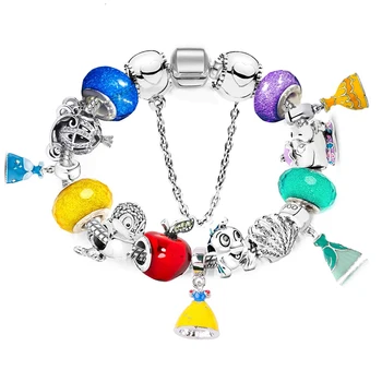 

Cartoon style charm bracelets with skirt princess beads friendship bracelets fit original thin bracelets children's gift women