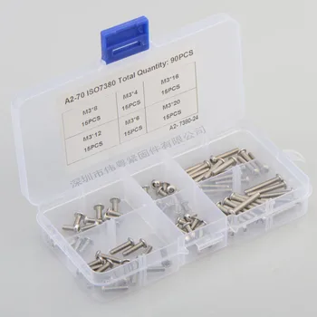 

90pcs M3 * 4/6/8/10/12/20 stainless steel 304 ISO7380 pan head hexagon socket screw combination set