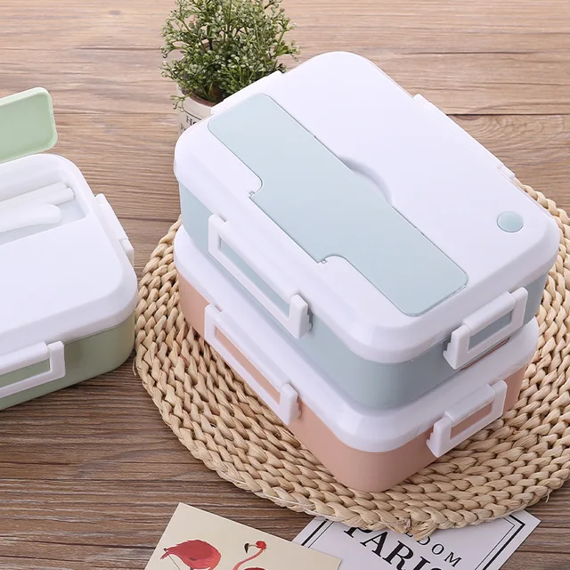 Microwave oven Lunch Box With Tableware Cup Leakproof Portable Food Container Office School Hiking Camping Kids Health Bento Box 6