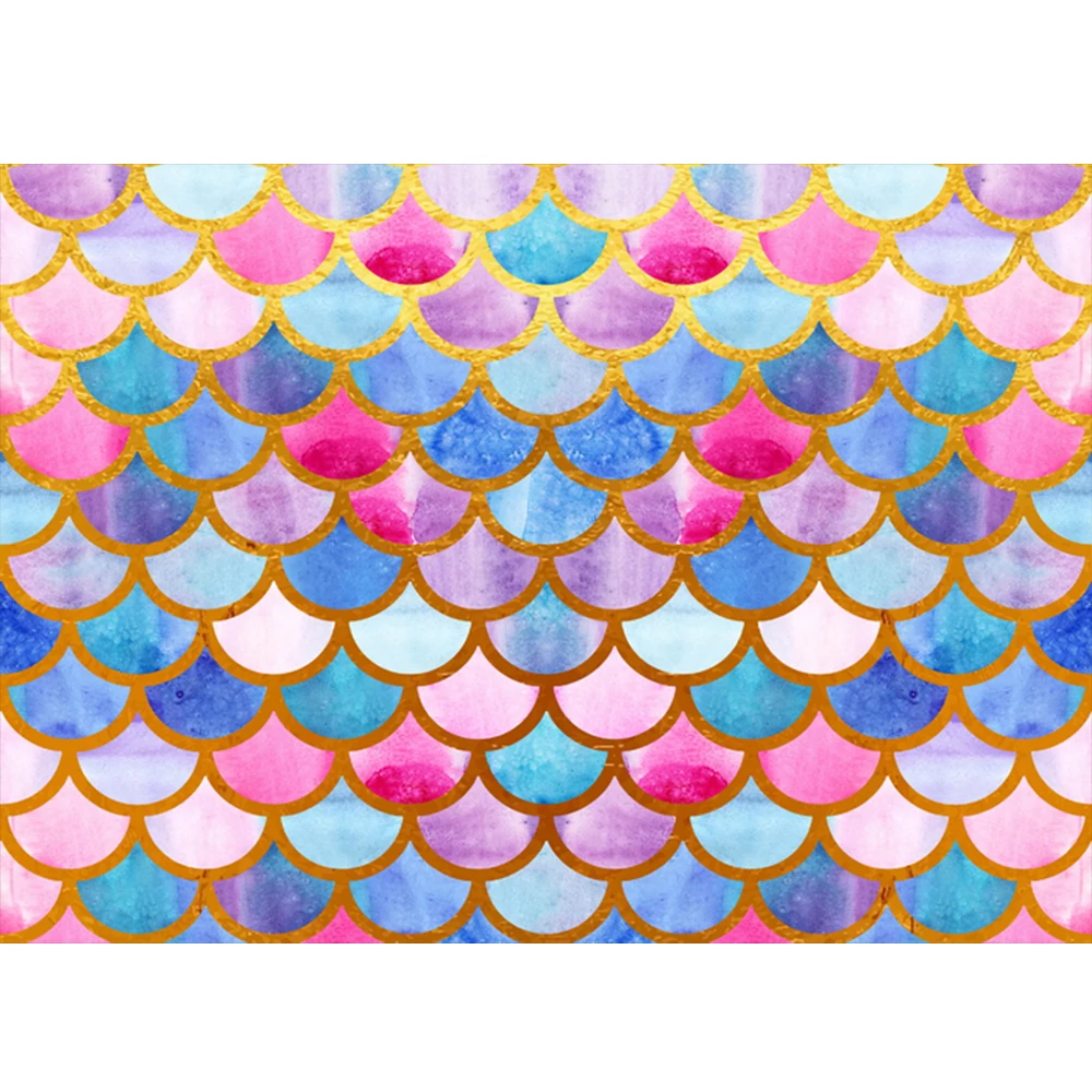 

Little Mermaid Photophone Fish Scales Photography Backgrounds Baby Shower Newborn Birthday Photo Backdrops Portrait Prop