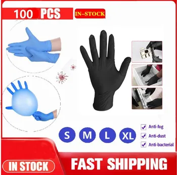 

100Pcs Disposable Gloves Super Thin Nitrile Latex Gloves Cleaning Food Gloves Household Cleaning Gloves Size S/M/ L Desechables
