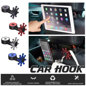 

Car Headrest Magnetic Hook Multifunctional Seat Back Hanger for Bag Mobile Phone Coat Handbag Universal Storage Holder