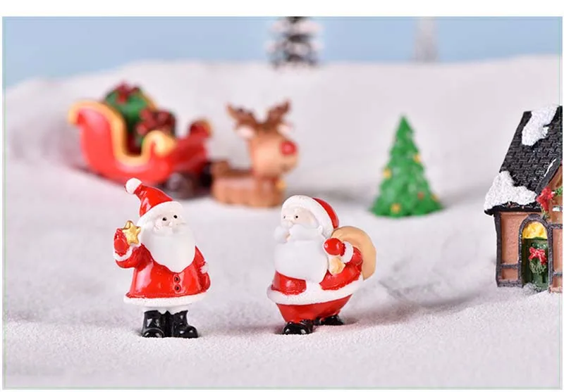 Mini Christmas Tree Snowman Gift Box shaped Ornament Sleigh Micro Landscape kids room decor Snow Scene Christmas Decor for home